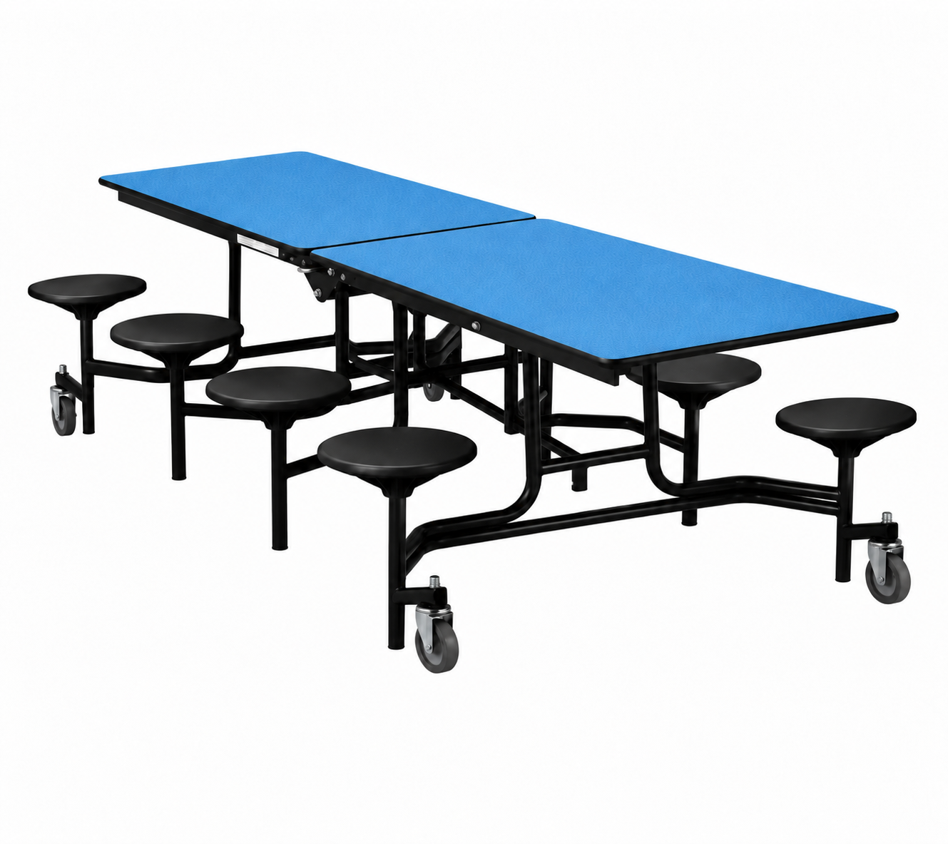 Mobile Cafeteria Table — 8 ft — 8 Stools — Royal Blue / Black